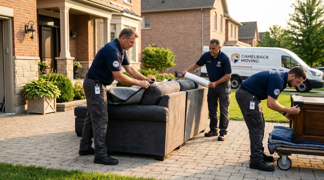 Large estate moving crew wrapping furniture in Port Townsend, WA